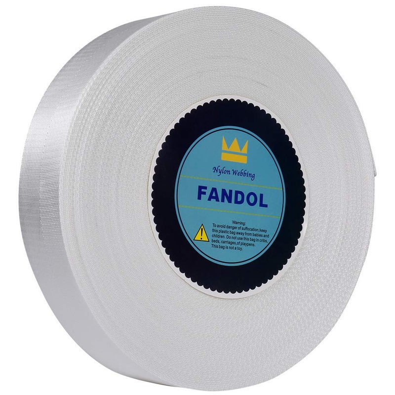 FANDOL Nylon Webbing - Heavy Duty Strapping for Crafting Pet Collars, Shoulder Straps, Slings, Pull Handles - Repairing Furniture, Gardening, Outdoor Gear & More (1 inch x 10 Yards, White) - Image 1